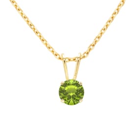 1/2 Carat Peridot Solitaire Necklace In Yellow Gold With Free Chain