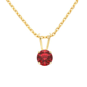 1/2 Carat Ruby Solitaire Necklace In Yellow Gold With Free Chain