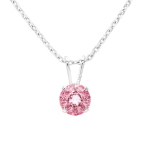 3/4 Carat Pink Topaz Solitaire Necklace In White Gold With Free Chain