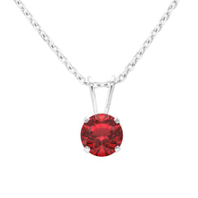 3/4 Carat Ruby Solitaire Necklace In White Gold With Free Chain