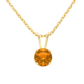 3/4 Carat Citrine Solitaire Necklace In Yellow Gold With Free Chain
