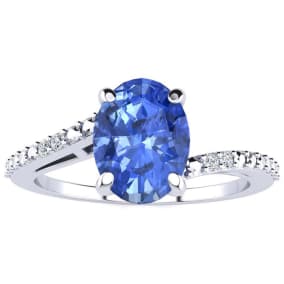 1 1/3ct Oval Shape Tanzanite and Diamond Ring in 10k White Gold