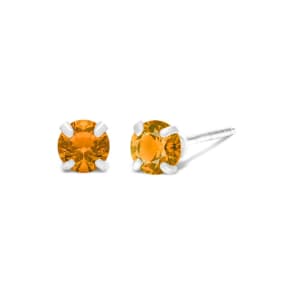 1/4 Carat Citrine Stud Earrings In White Gold
