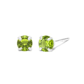 1/4 Carat Peridot Stud Earrings In White Gold