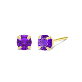 1/4 Carat Amethyst Stud Earrings In Yellow Gold