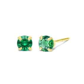 1/4 Carat Emerald Stud Earrings In Yellow Gold