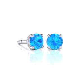 1 Carat Blue Topaz Stud Earrings In White Gold