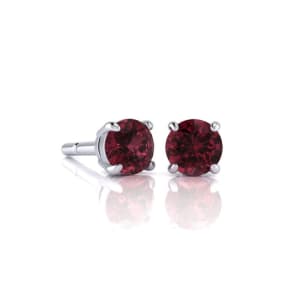 1 Carat Garnet Stud Earrings In White Gold