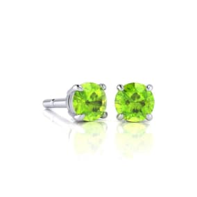 1 Carat Peridot Stud Earrings In White Gold