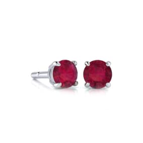 1 Carat Ruby Stud Earrings In White Gold