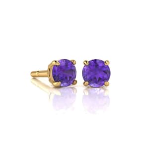 1 Carat Amethyst Stud Earrings In Yellow Gold