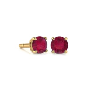 1 Carat Ruby Stud Earrings In Yellow Gold
