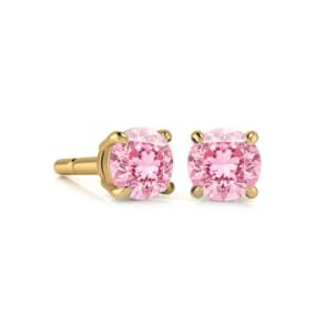 1 1/2 Carat Pink Topaz Stud Earrings In Yellow Gold