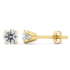 CERTIFIED 1 1/2 Carat Lab Grown Real Diamond Stud Earrings in Yellow Gold