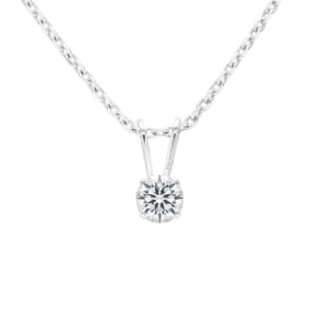 1/10 Carat Lab Grown Diamond Solitaire Necklace In White Gold With Free Chain