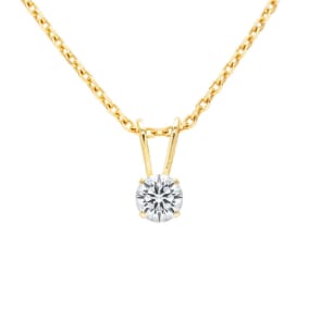 1/10 Carat Lab Grown Diamond Solitaire Necklace In Yellow Gold With Free Chain