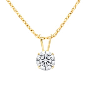 3/4 Carat Lab Grown Diamond Solitaire Necklace In Yellow Gold With Free Chain