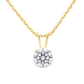 1 Carat Lab Grown Diamond Solitaire Necklace In Yellow Gold With Free Chain
