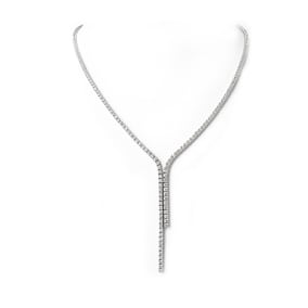 Previously Owned 7 Carat Diamond Tennis Drop Necklace In 14 Karat White Gold