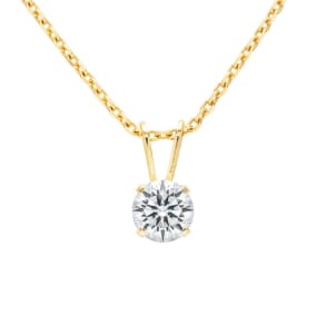 0.15 Carat Lab Grown Diamond Solitaire Necklace In Yellow Gold With Free Chain