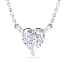 1/2 Carat Heart Shape Lab Grown Diamond Solitaire Necklace In 14 Karat White Gold