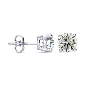 Estate Jewelry 3.11 Carat Natural Diamond Stud Earrings In 14 Karat White Gold