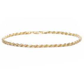 CLEARANCE Solid Rope Anklet Bracelet In Yellow Gold Over Sterling Silver, 9 Inches