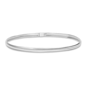 Estate Jewelry High Polished Bangle Bracelet In Sterling Silver, 7 Inches