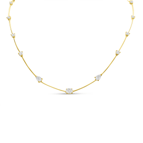 3 Carat Fancy Shape Lab Grown Diamond Station Necklace In 14 Karat Yellow Gold, 18 Inches