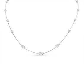 3 Carat Fancy Shape Lab Grown Diamond Station Necklace In 14 Karat White Gold, 18 Inches