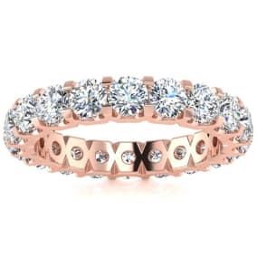 Estate Jewelry 3 Carat Lab Grown Diamond Eternity Ring In 14 Karat Rose Gold, Size 6
