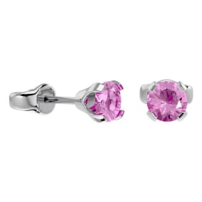 1/2 Carat Pink Topaz Stud Earrings In White Gold