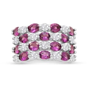Estate Jewelry Pink & White Crystal Cluster Ring In Sterling Silver, Size 7