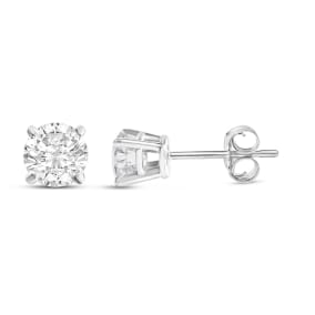 Estate Jewelry Carat Diamond Stud Earrings In 10 Karat White Gold.