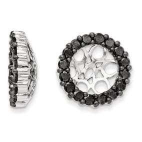 14K White Gold 4-Prong Black Diamond Earring Jackets, Fits 3 3/4-4ct Stud Earrings
