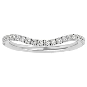 Moissanite Engagement Ring; 1/4 Carat Moissanite Wedding Band In 14 Karat White Gold