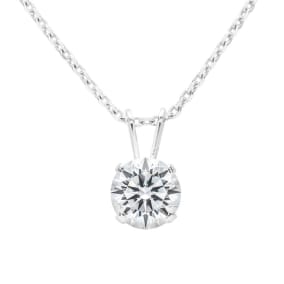 1 1/2 Carat Lab Grown Diamond Solitaire Necklace In White Gold With Free Chain