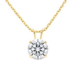 2 Carat Lab Grown Diamond Solitaire Necklace In Yellow Gold With Free Chain