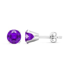 2 Carat Amethyst Stud Earrings In White Gold