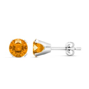 2 Carat Citrine Stud Earrings In White Gold