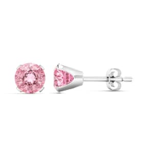 2 Carat Pink Topaz Stud Earrings In White Gold