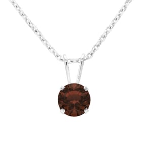 1 Carat Garnet Solitaire Necklace In White Gold With Free Chain