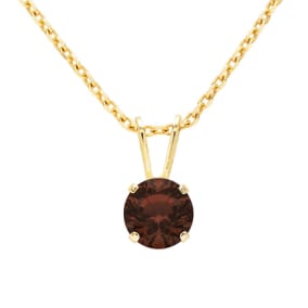 1 Carat Garnet Solitaire Necklace In Yellow Gold With Free Chain