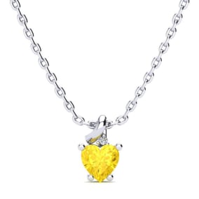 1/2ct Citrine and Diamond Heart Necklace in 10k White Gold