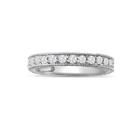 Estate Jewelry 1/3 Carat Antique Style Moissanite Band In 14 Karat White Gold, Size 7