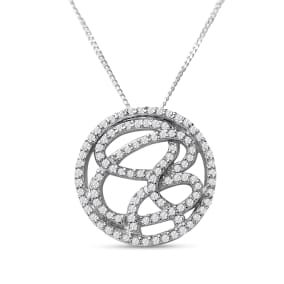 Estate Jewelry 1/2 Carat Fantasy Circle Necklace With Cubic Zirconia In Sterling Silver