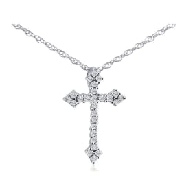 1/6 Carat Diamond Cross Necklace In Sterling Silver With Free Chain, 18 Inches