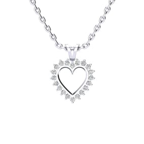 1/4 Carat Diamond Heart Necklace In Sterling Silver With Free Chain, 18 Inches