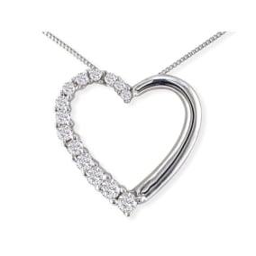 1/5 Carat Diamond Heart Journey Necklace In Sterling Silver With Free Chain, 18 Inches