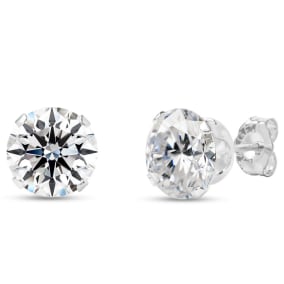 4 Carat Moissanite Stud Earrings In White Gold. Big, Fiery, Fabulous! 